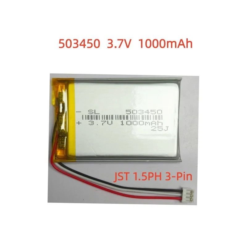 

523450/503450 1000mAh 3.7V Rechargeable Li-ion Battery PH 1.5.mm 3pin plug for Camera GPS navigator MP5 PS4 100% Real Capacity