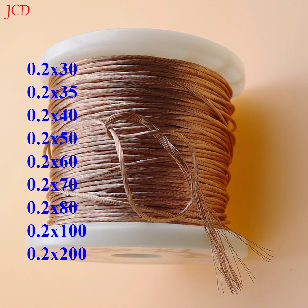 1M 0.2x30 0.2x35 0.2x40 0.2x50 0.2x60 0.2x70 0.2x80/100 Strands Litz Wire Enameled Copper Wire Litz Crystal Wires Diameter 0.2mm