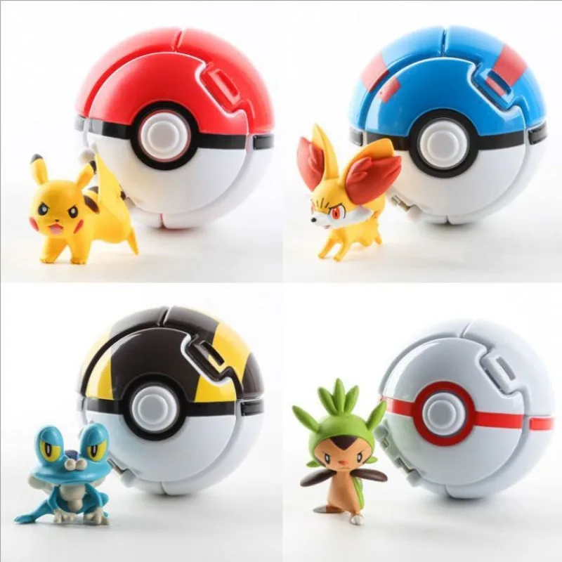 

4Pcs/Set Pokemon Elf Ball Pikachu Pokeball Pocket Monster Variant Figure Cake Decoration Supplies Ornaments Model Girl Game Gift