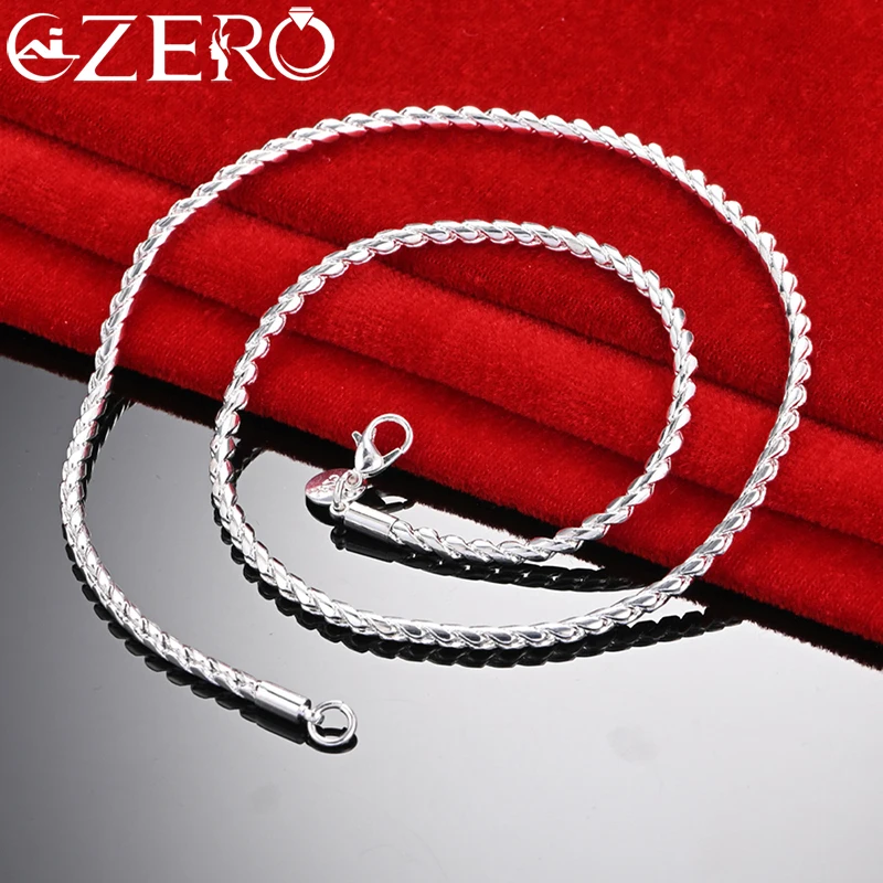 

ALIZERO 925 Sterling Silver Solid 4mm Rope Chain Necklace for Men Women Fashion Jewelry Wedding Party Charming Accessories