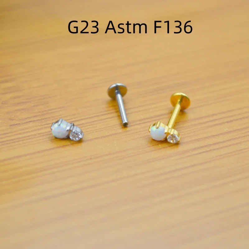 

Lot10pcs G23 Titanium Opal Stone CZ Ear Lip Labret Cartilage Helix Rook Tragus Studs Body Piercing Jewelry New