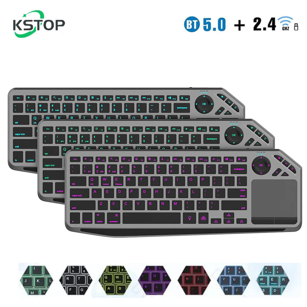 

Bluetooth TV Touchpad Keyboard 2.4G Wireless Android TV Box Keyboard Rechargeable 7-Colors Backlit Smart TV iOS IPad Keyboard