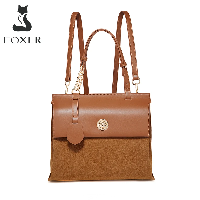 

FOXER Women PU Backpack Bag Lady Travel Daypack Classic Shoulder Handbag