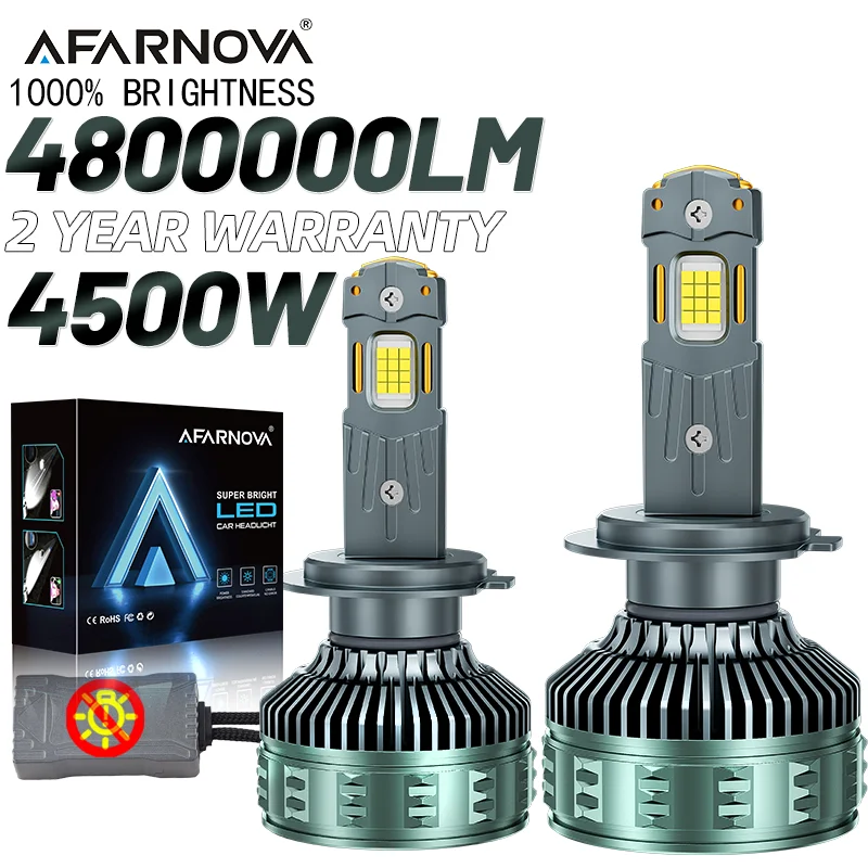 

4800000LM 4500W H7 Светодиодные фары высокой мощности Canbus H4 H1 H8 H11 H3 9005 HB3 9006 HB4 9012 HIR2 Турбовентилятор Автоматическая лампа 6500K 12V