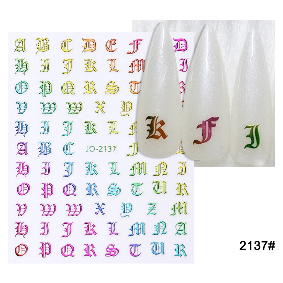 ステッカー-ネイルアート,ステッカー,ステッカー,古い英語のフォント,黒い数字,タトゥーデザイン,ウォータースライダー,マニキュアラップ,デカール,CHJO-2137