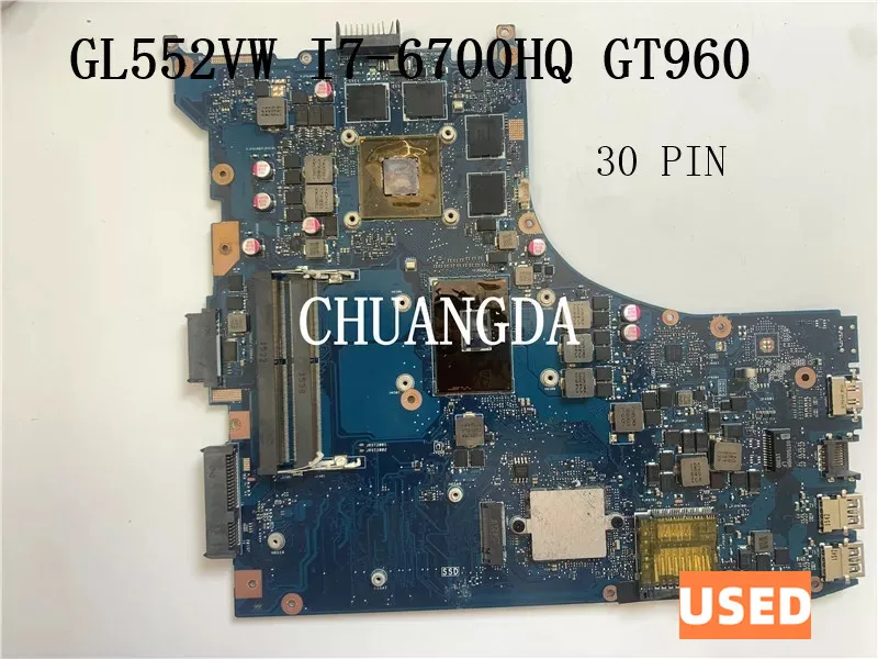 Used GL552VW For ASUS GL552VW ZX50V GL552VX Laptop Motherboard GL552VW I7-6700HQ GTX960M Test Motherboard