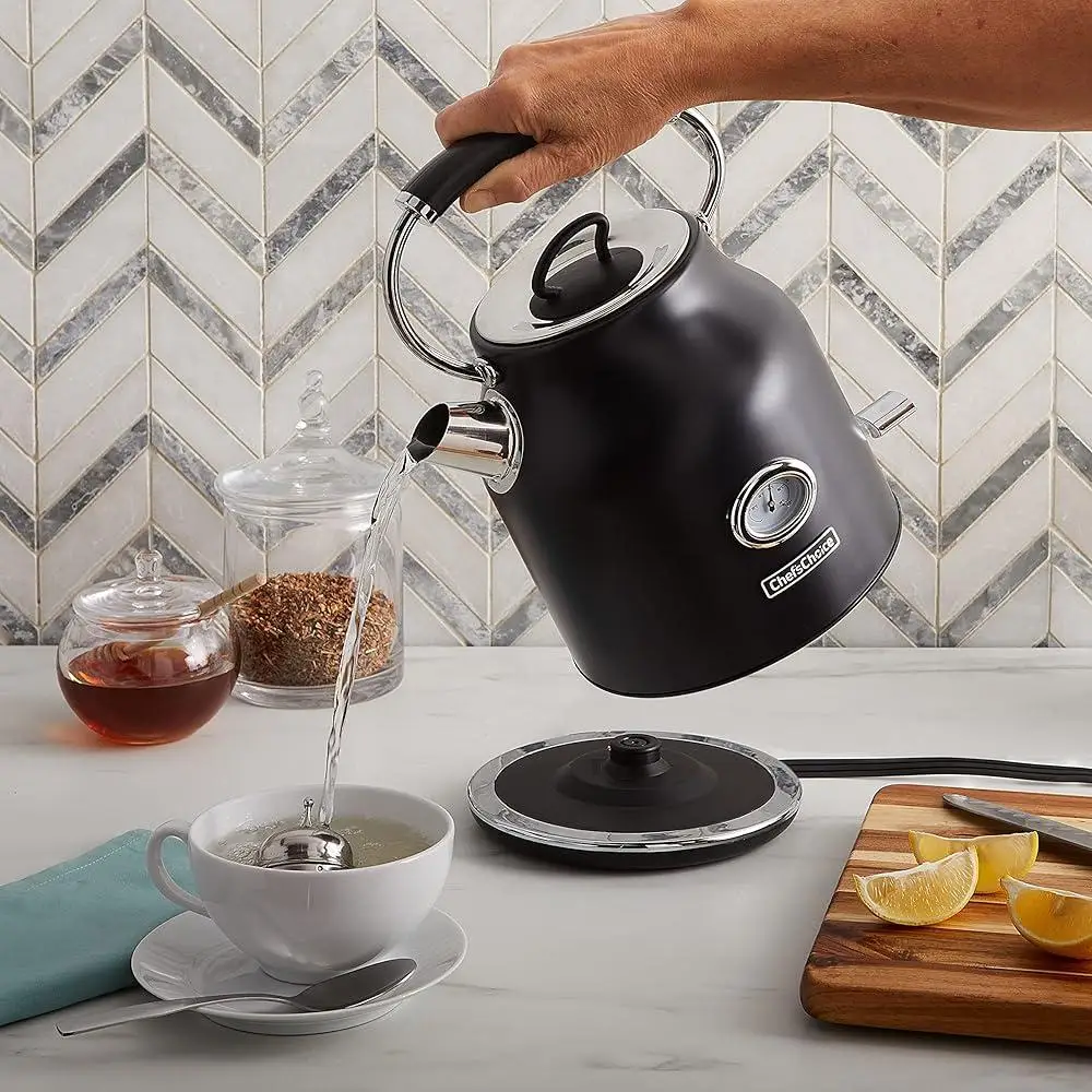 Czajnik elektryczny ze stali nierdzewnej 1500W automatyczne wyłączanie ochrona przed gotowaniem na sucho wskaźnik temperatury wody podstawa obrotowa urządzenie kuchenne