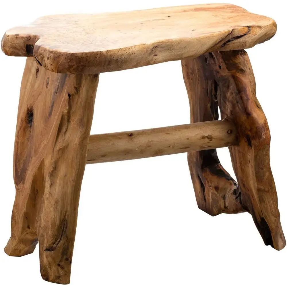 

Wooden Tree Stump Stool, Bench, Nightstand, End Table, Plant Stand - L20 x W11 x H17