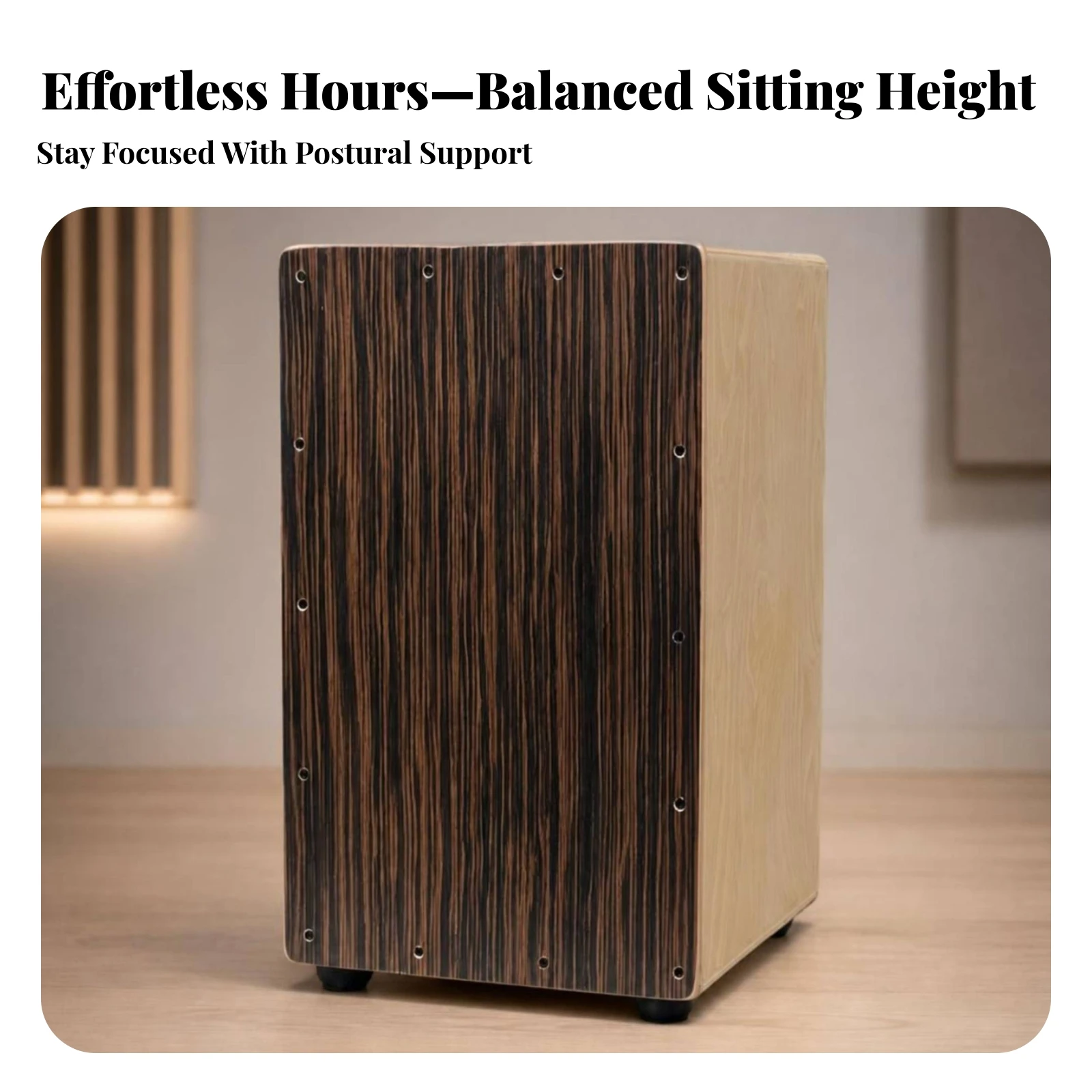 Wooden Cajon Acoustic Cajon with Tuning Knob Sit-on Box Drum Adjustable Instrument Easy to Play for Beginners, Home Practice