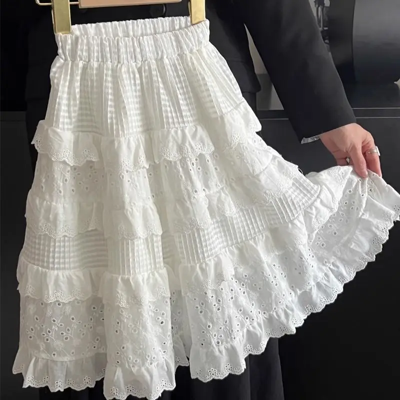 Girls\' Half Skirt Spring and Summer New Fashionable Princess Little Girl Half Skirt White Cake Skirt Big Children\'s Skirt