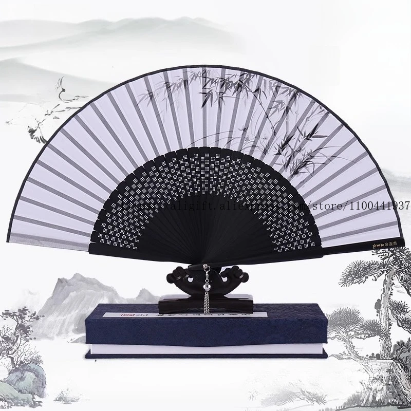 

Chinese Silk Folding Fan for Women Elegant Hanfu Dance Accessory, Handheld Embroidered Fan Vintage Gift Summer Cooling Fan
