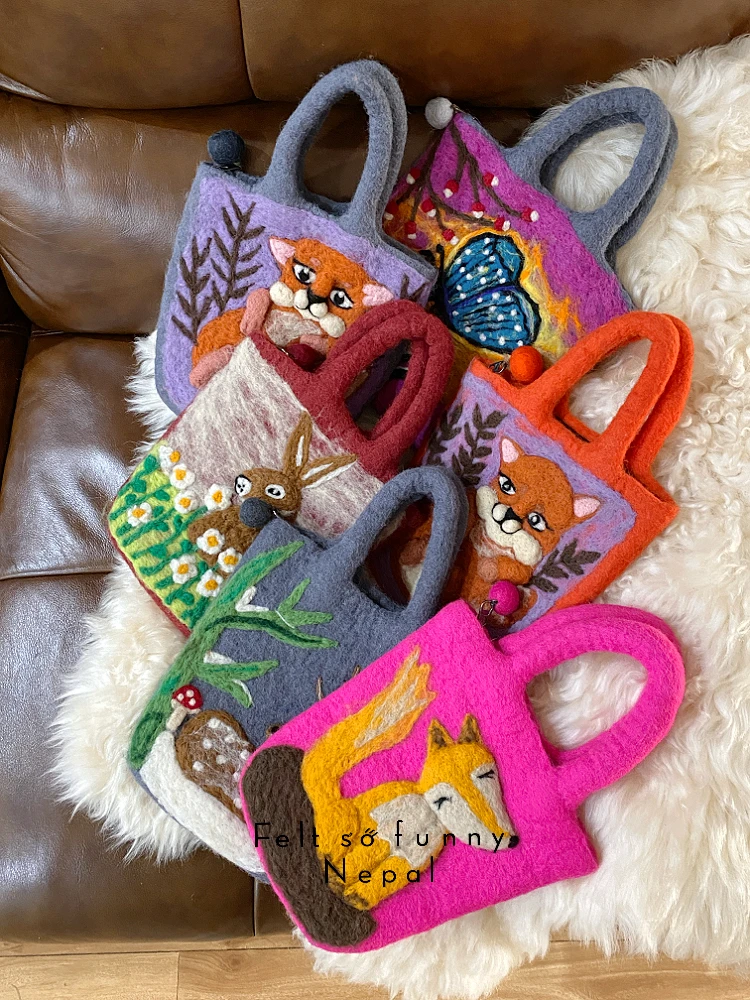 

Сумка из шерстяного фетра ручной работы, милая молодежная ручная сумка в сельской местности, повседневное использование, милый крутой Sle Crt op Finied Product