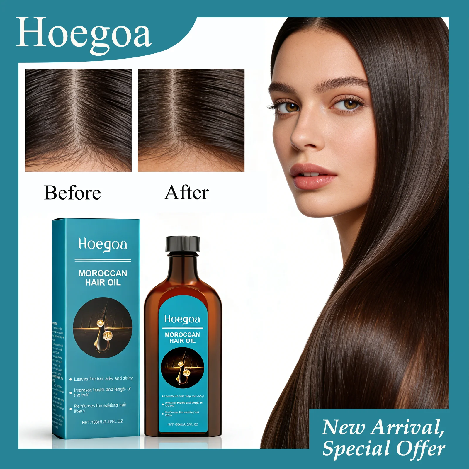 

HOEGOA 100mL Moroccan Hair Oil Effectively Promotes Hair Health Reduces Breakage Moisturizing Reduces Dryness Hair Treatment Oil