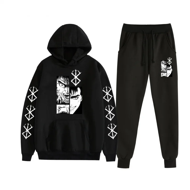 

2025Fashion Trend Anime Print Hoodie Set High-Quality Loose Comfortable Classic Retro Sports Hoodie Set