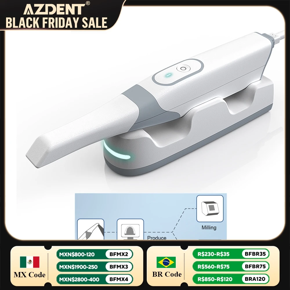 Dental Intraoral 3D Scanner AZDENT 3D Version with Free Software CAD CMD Digital Orthodontic Imaging Impression Restoration