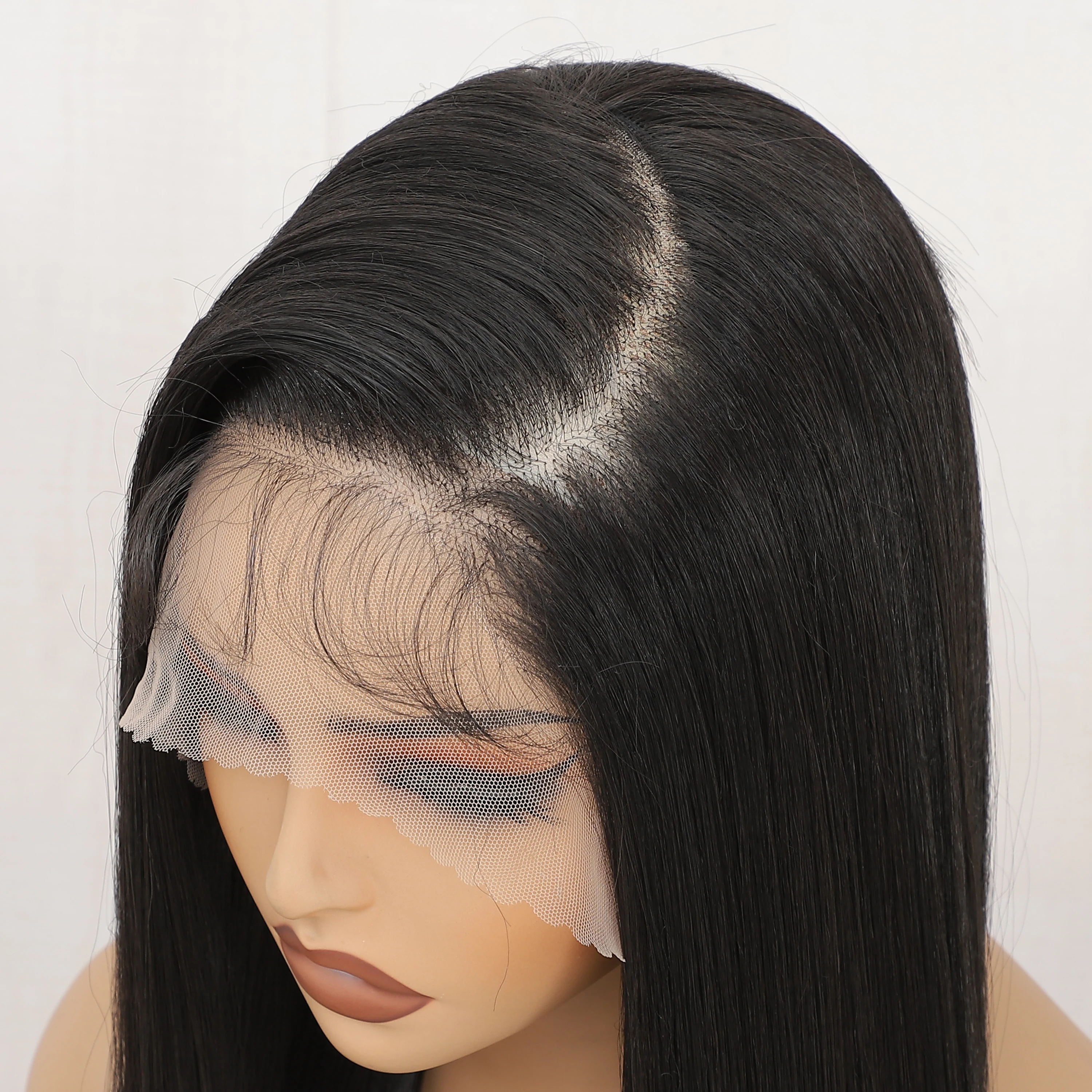 Perruque Lace Front Wig Synthétique Body Wave pour Femme, Cheveux Noirs Préplumés, Transparent HD, 13x4, 13x4, 30 Pouces