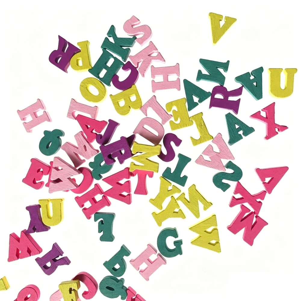500PCS 15MM Wooden English Letters Educational Toys DIY Number Letters Wood Numbers Baby Early Learning Tool Scrapbooking Craft