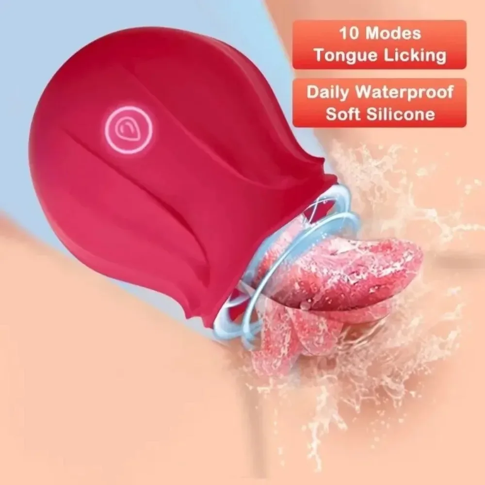 Rose-shaped female masturbator with oral sex and nipple sucking functions, adult vibrator, G-spot and clitoral vibrator.
