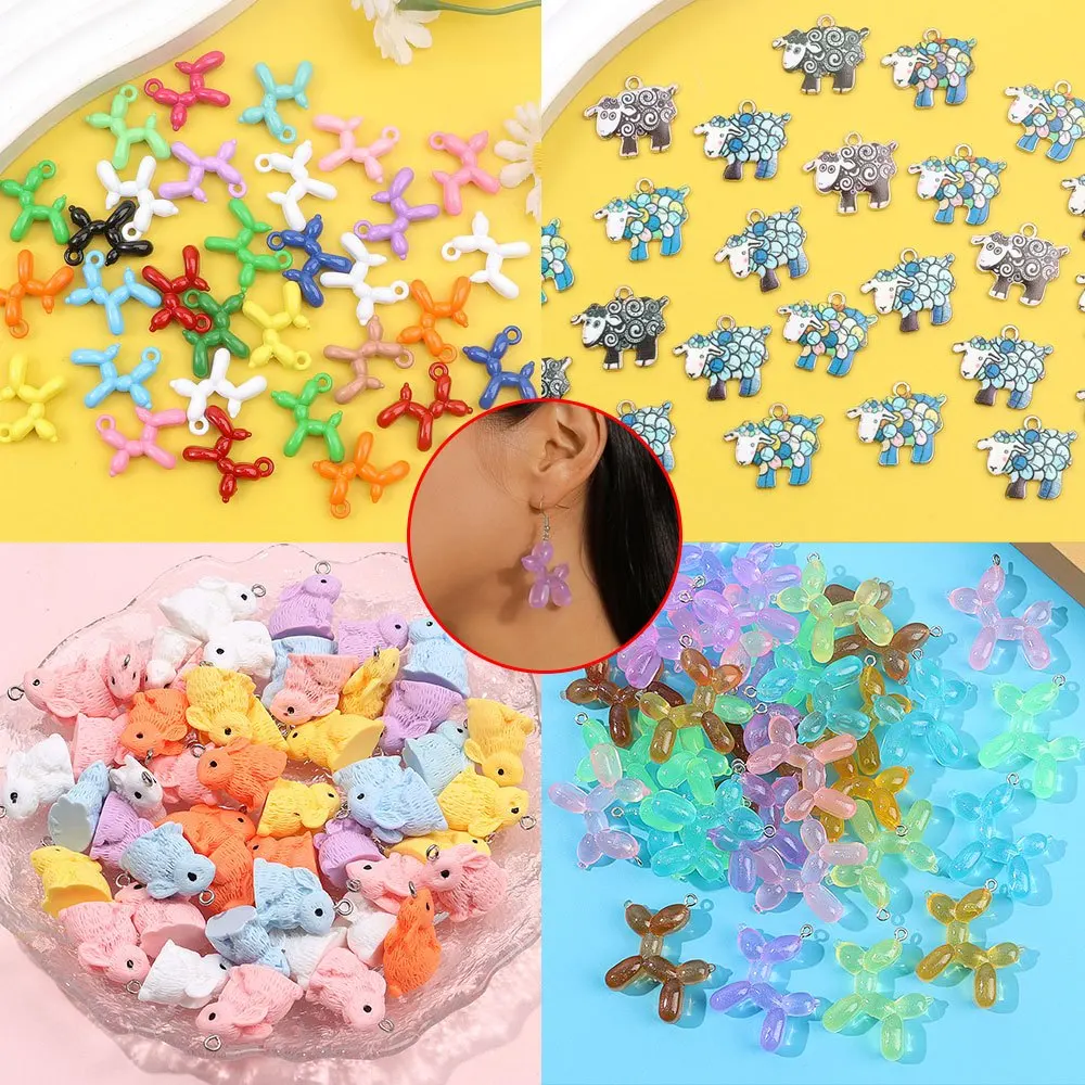 2/9/16pcs Multi-color Sheep, Rabbit, Dog Shaped Pendants,DIY Jewelry Accessories,Christmas,Thanksgiving, Valentine's Day Gifts