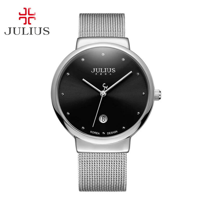 Top Men's Homme Auto Date Watch Japan Mov Fashion Business Hours Clock Dress Stainless Steel Bracelet Simple Boy Gift Box