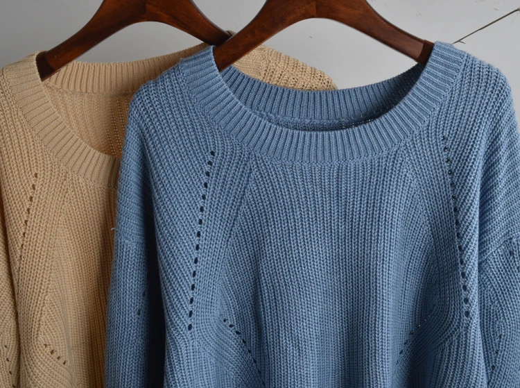 

Loose Long Sve round Ne Color Sweater Women's Top New Arrival Autumn Winter Faion Comfortable Cotton Knitwear