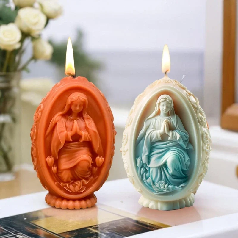 3D Wielkanocne Jajko Jezusa Świeca Silikonowa Forma Dziewica Maryja Wielkanocne Jajko Świeca Forma Żywica Jajko Jezusa Formy Gipsowe Prezent Wielkanocny