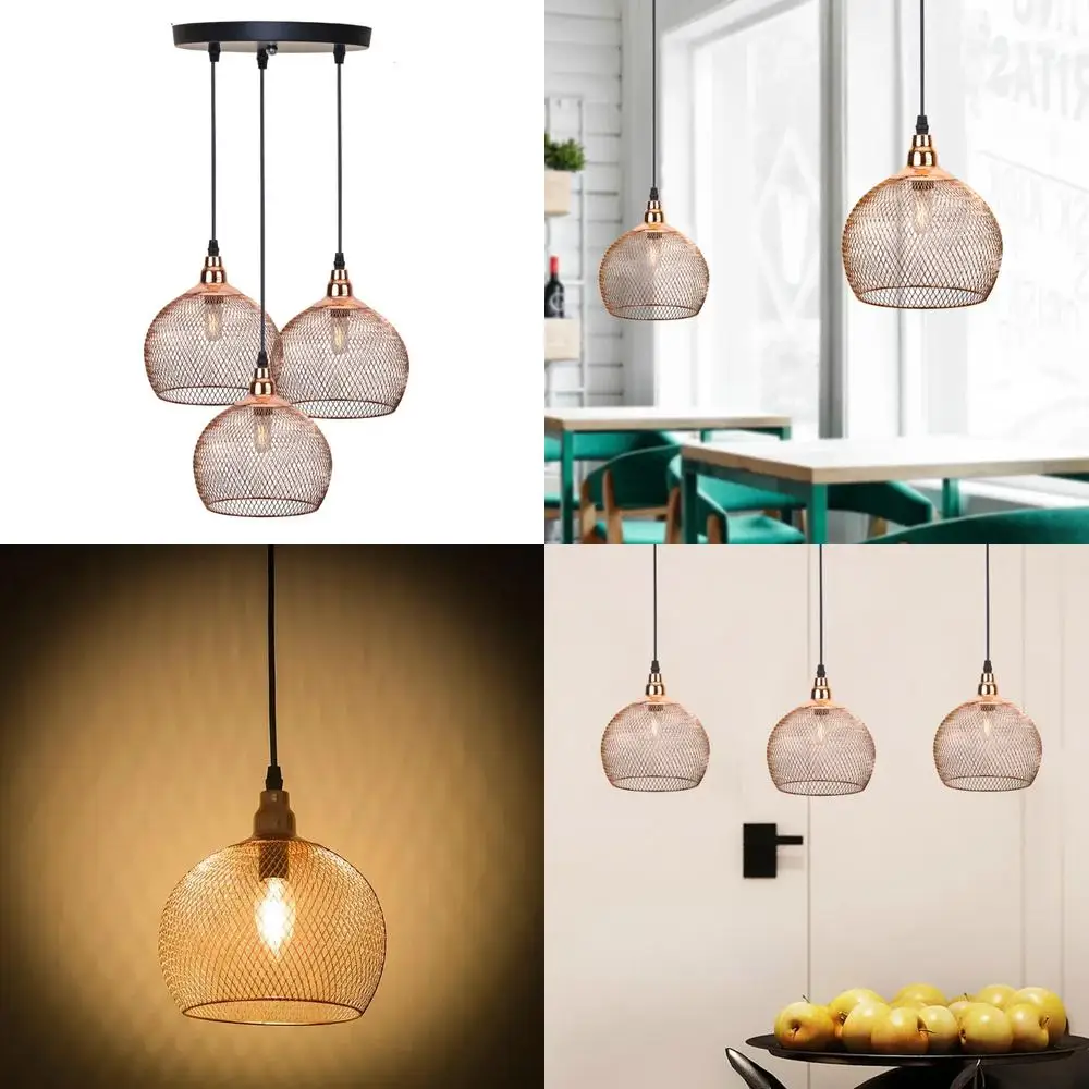 2025年モダンシンプル照明器具-北欧レストランバー照明-リビングルーム通路-レトロローズゴールド鳥かご型クリエイティブシャンデリア