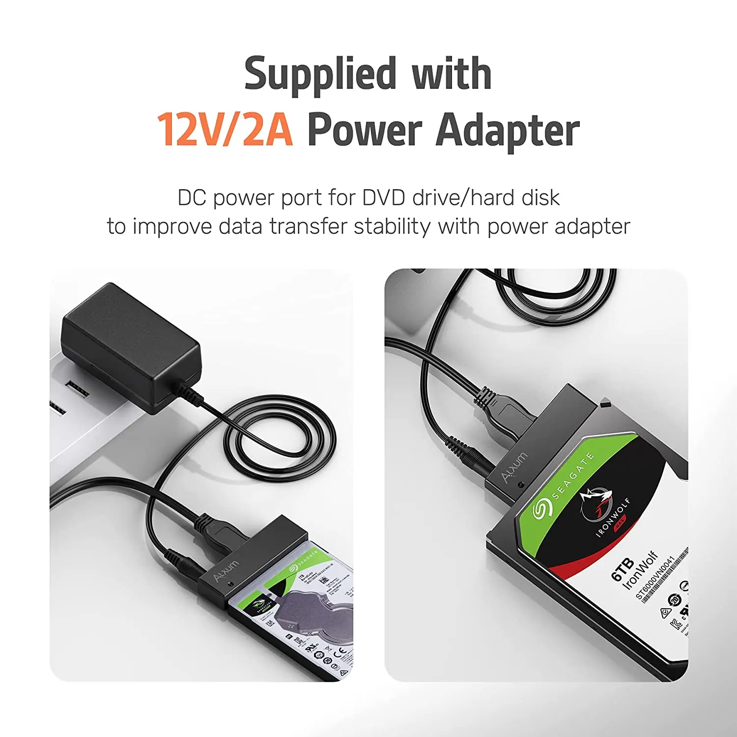 Alxum Usb Naar Sata Harde Schijf Adapter Voor 2.5/3.5 Inch Hdd Ssd Externe Sata Harde Schijf Usb 3.0 kabel Met 12V/2A Power Universele