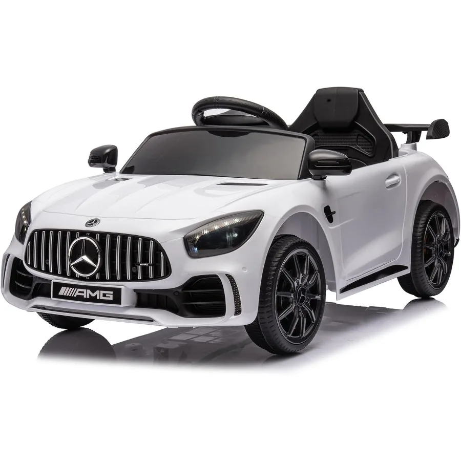 Passeio de carro 12V, veículo elétrico alimentado por bateria Mercedes Benz AMG GTR licenciado, com controle remoto para pais, assento mais amplo, luzes LED, Opena