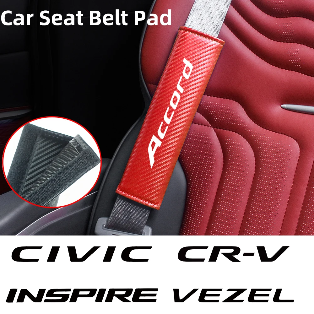 Carbon Fiber Car Safety Belt Cover SeatBelt Shoulder Padding Pad For Honda Accord AMAZE Civic C-RV FREED ODYSSEY PILOT VEZEL