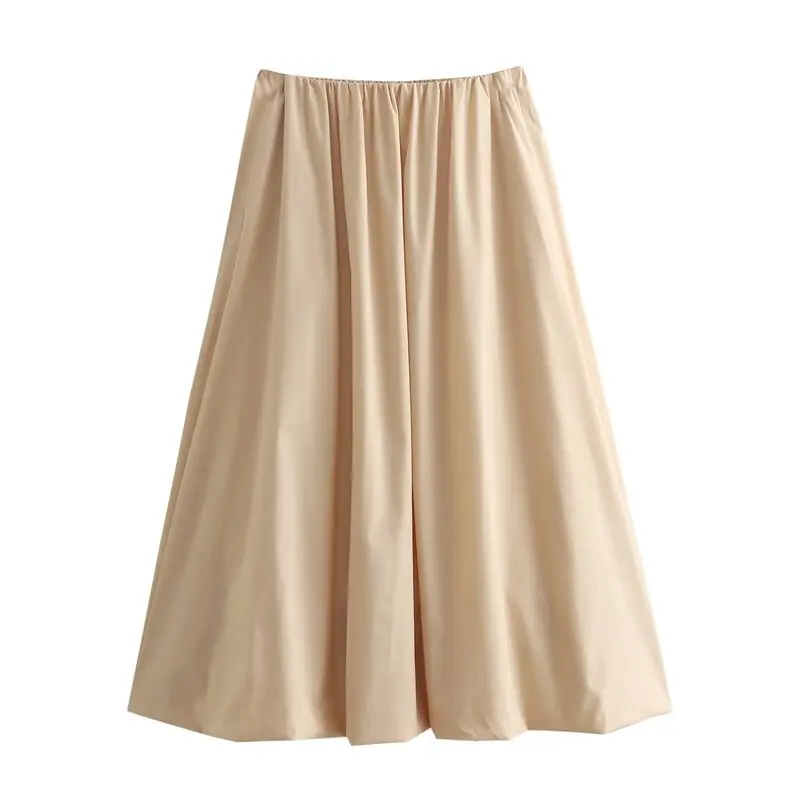

Spring 2024 Women's High Waist Midi Skirt Loose Fit Versatile A-Line Dr Casual Color Faionable Ele