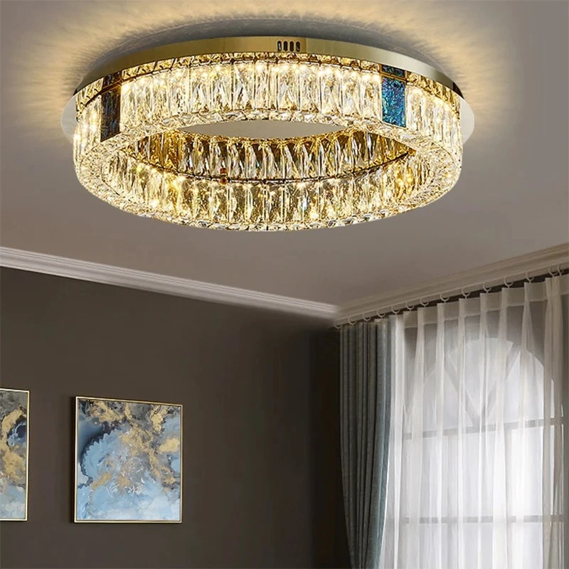 Хрустальная лампа для гостиной, ультратонкий потолочный светильник, новый стиль, лампа для спальни, высококачественная домашняя лампа для комнаты, круглая учебная лампа