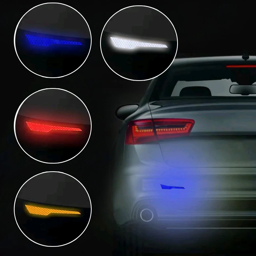 2pcs/set Universal Car Bumper Reflective Safety Strip Car Reflective Warning Safety Tape Car Sticker Auto Exterior Accessories
