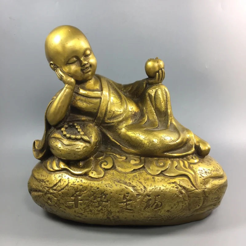 

Miscellaneous Antique Distressed Half Posture Is Fu Brass Bronze Desktop Decoration Collection