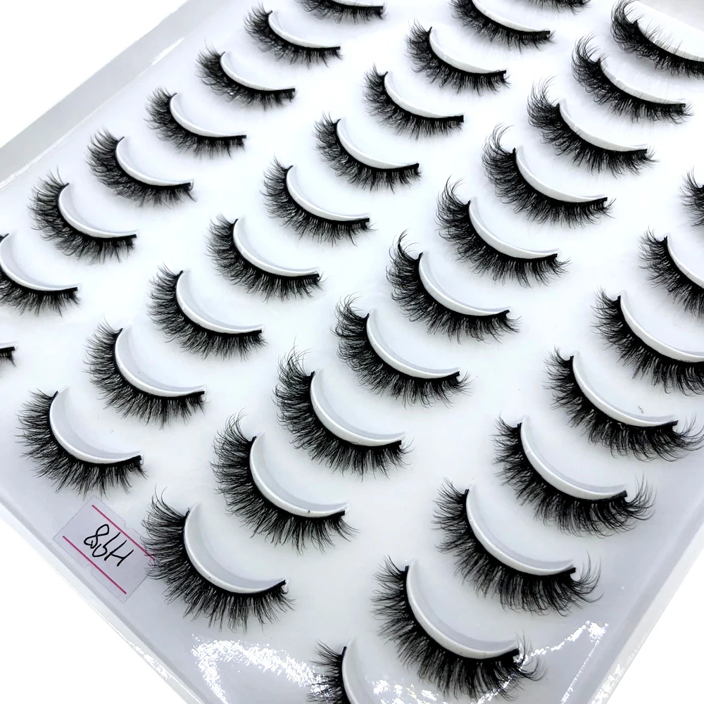 20 Pairs 3D Faux Mink Lashes Natural False Eyelashes Dramatic Fluffy Soft Wispy Volume Cross Reusable Eyelash MaKeup Tools