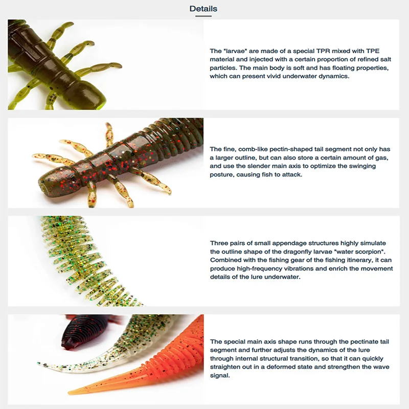 RAVENCRAFT DAMSEL-WORM 2.2/2.7/3.2 بوصة طعم ناعم عائم على وضع المسابقة مخلوق عالي الجودة طعم صيد اصطناعي