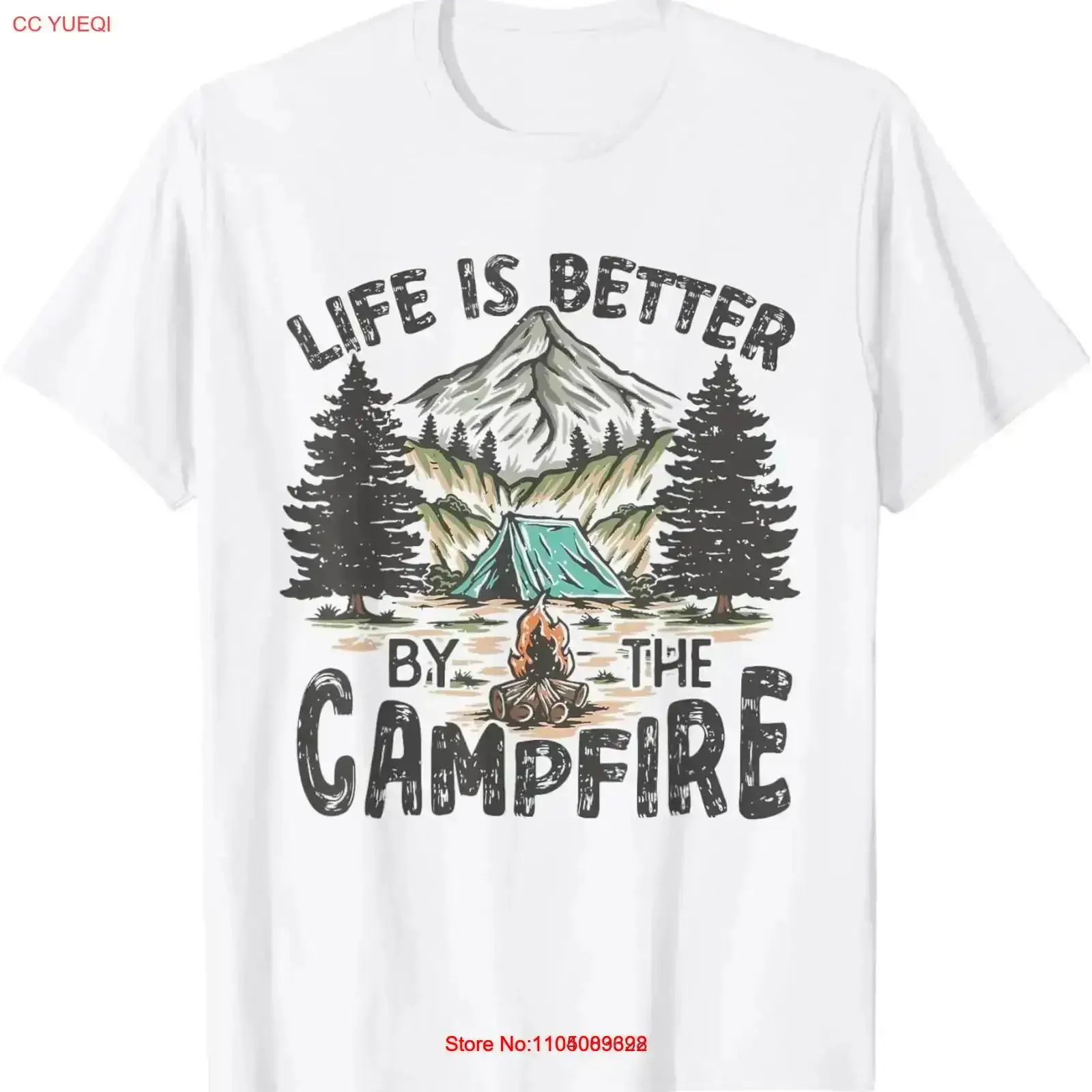 

Винтажная футболка в стиле ретро «Жизнь лучше вокруг костра» для кемпинга, универсальная, растянутая, удобная, винтажная, стираная