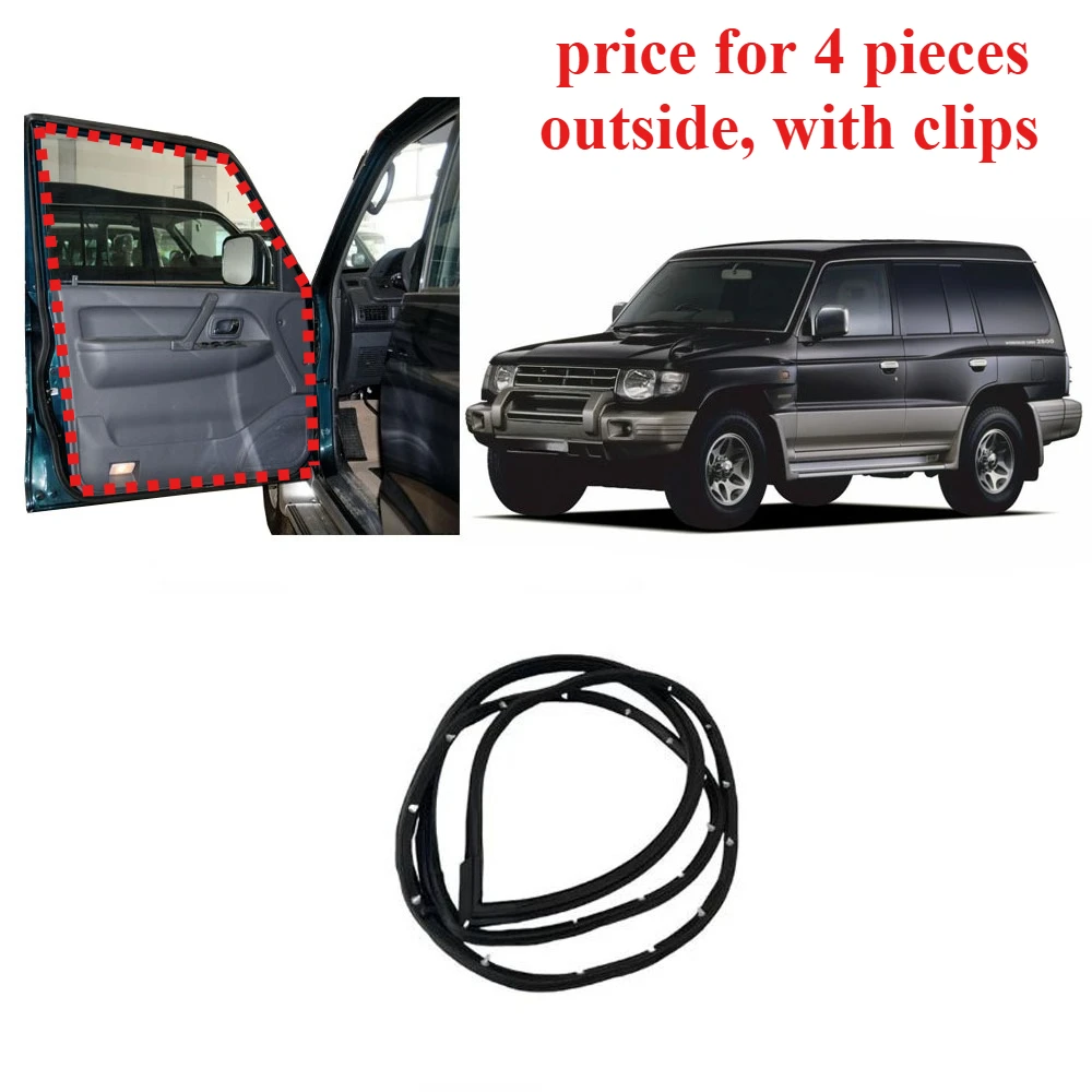 

4-х шт. резиновое уплотнение внешней двери для Pajero V30 V20 V44 MR120675 дверной столб для Montero 1989-1999 V33 с зажимами