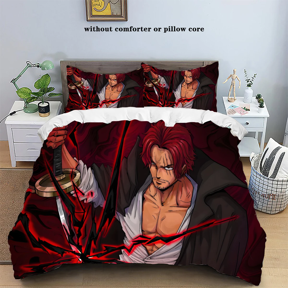 One Piece Cartoon Home Bedding Three Piece Set Luffy Anime HD Printed Soft Pillowcase Duvet Cover Children Adult Full Size