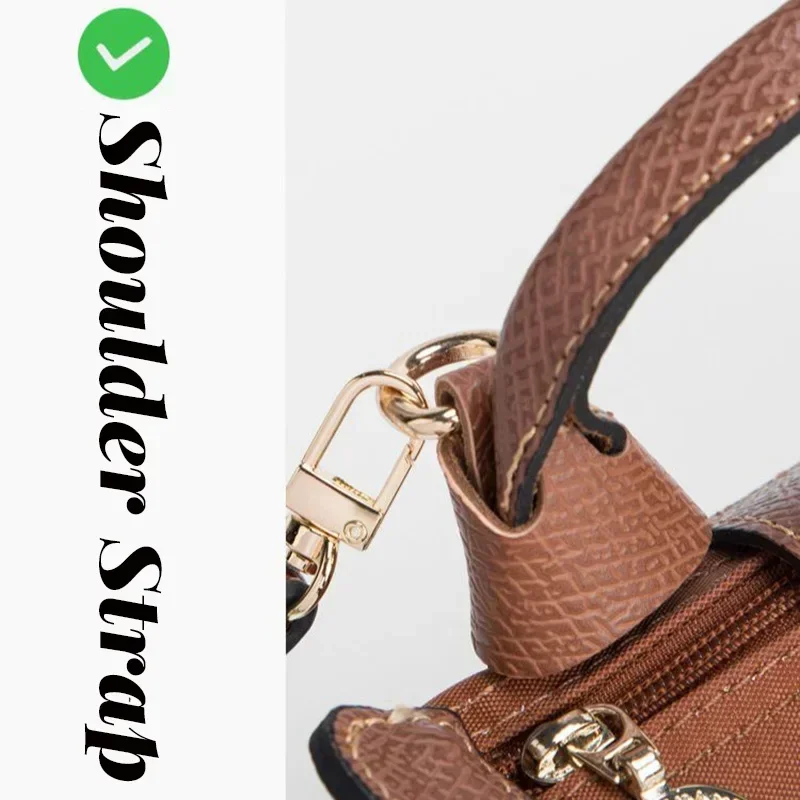 Bag Strap for Longchamp Mini Bags Genuine Leather Shoulder Strap Free Punching Modification Bag Strap Transformation Accessories