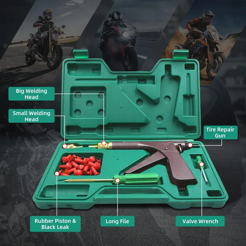 

LKJ For A set Auto Bike tubeless Tire Repair Puncture Plug Garage motorcycle Vacuum Tire Repair Gun Car Tire Block Air Leaking k