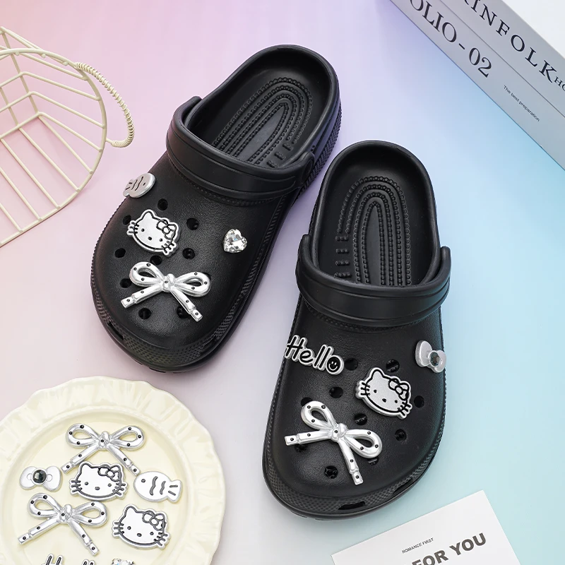 [Hello Kitty Charm] Hello Kitty Themed Shoe Charm Set ABS Removable DIY Accessories, Animal-Themed Shoe Buckle Decor Xmas Gifts