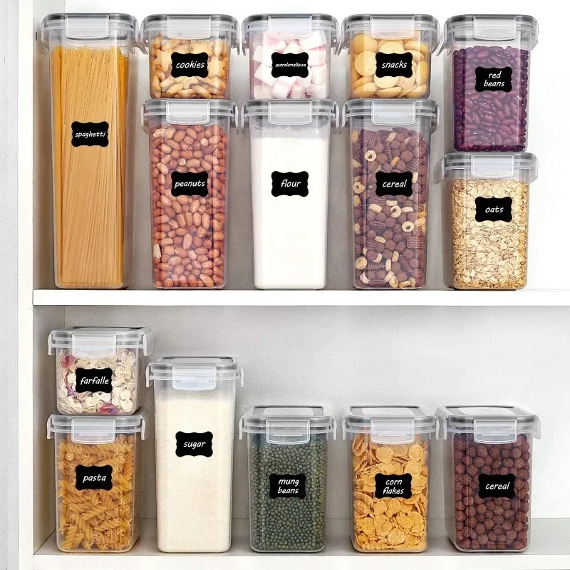 Airtight Food Storage Containers with Lids,24 pcs Plastic Kitchen and Pantry Organization Canisters for Cereal, Dry Food,