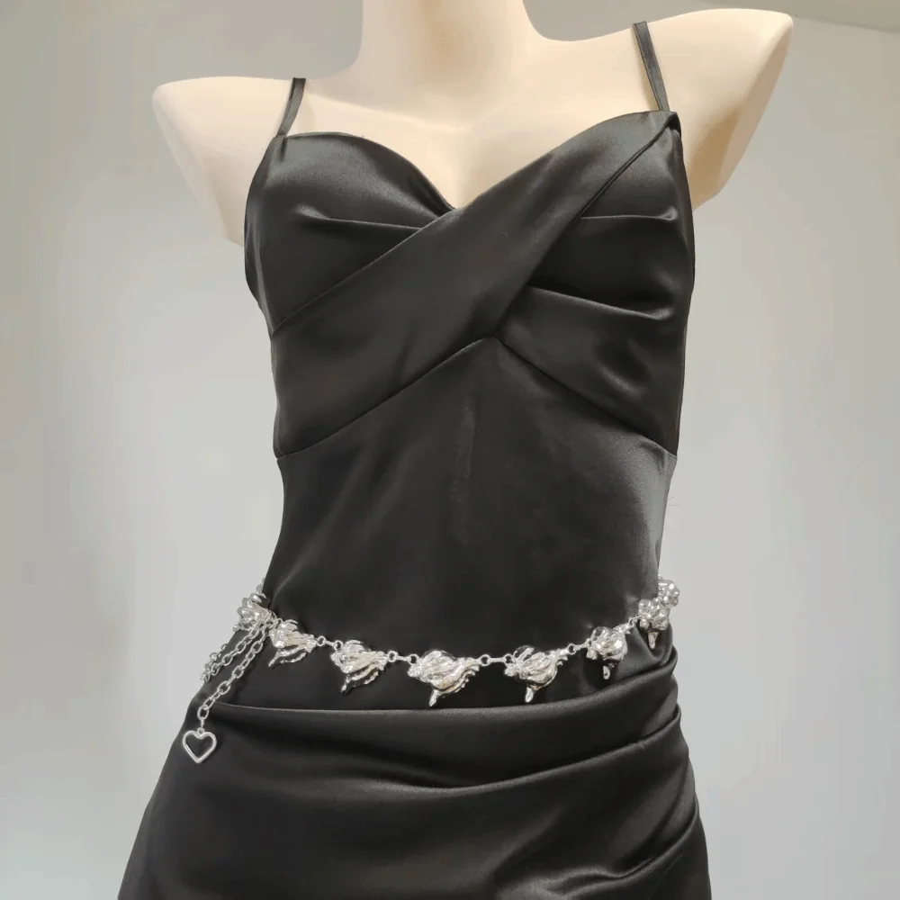 

Fashion Metal Ring Waist Chains Versatile Elegant Hip Chain y2k Body Jewelry Dress Accessories