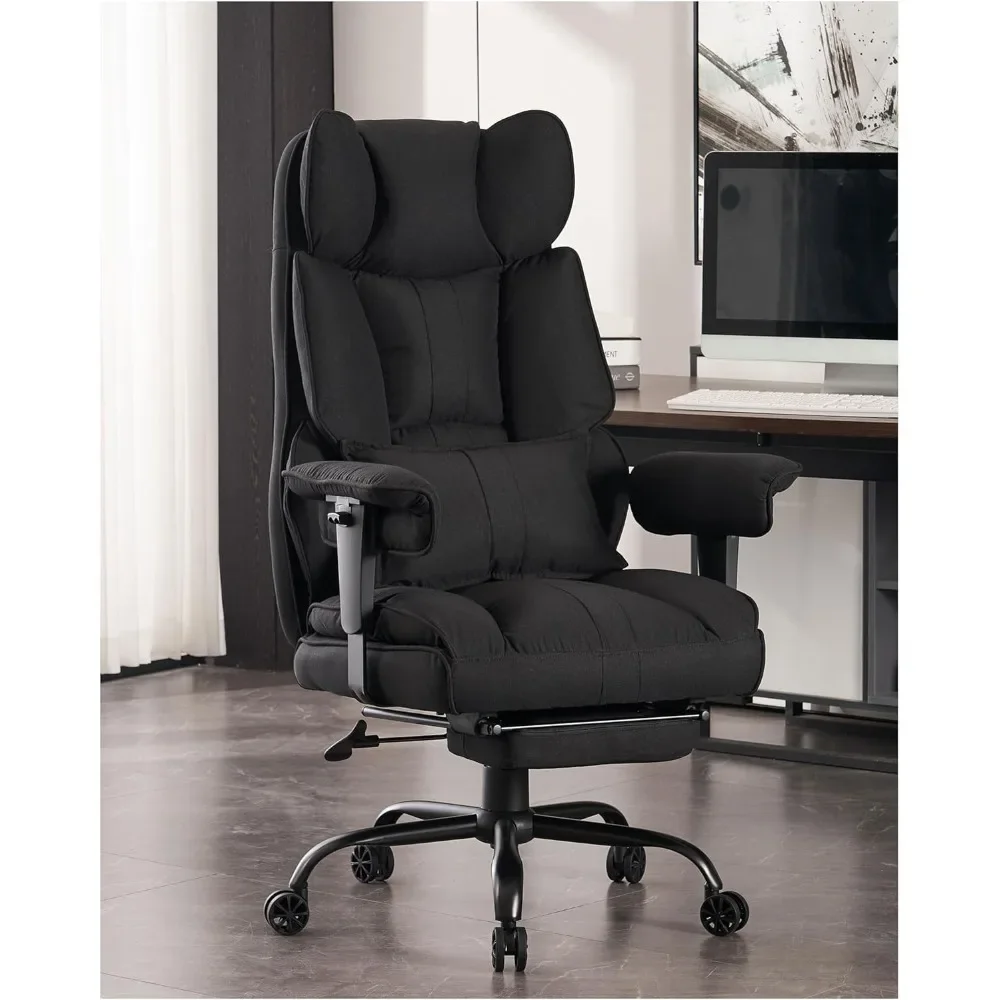 Fabric Office Chair, Big and Tall Office Chair 400 lb Weight Capacity, High Back Executive Office Chair with Foot Rest