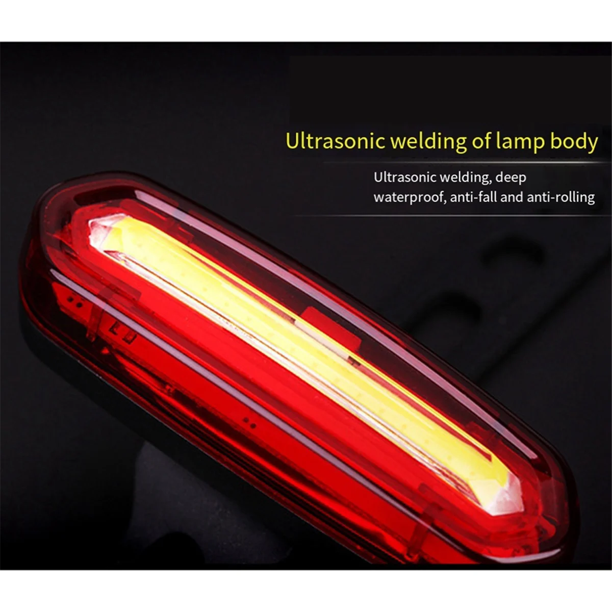 AA91 USB Rechargeable Bike Tail Light LED Warning Bicycle Rear Light IPX6 Waterproof for Helmet