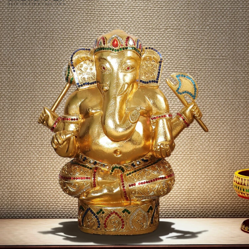 Southeast Asian Style Solid Wood Elephant God Decoration Thai Style Crafts Living Room Trunk God Decoration