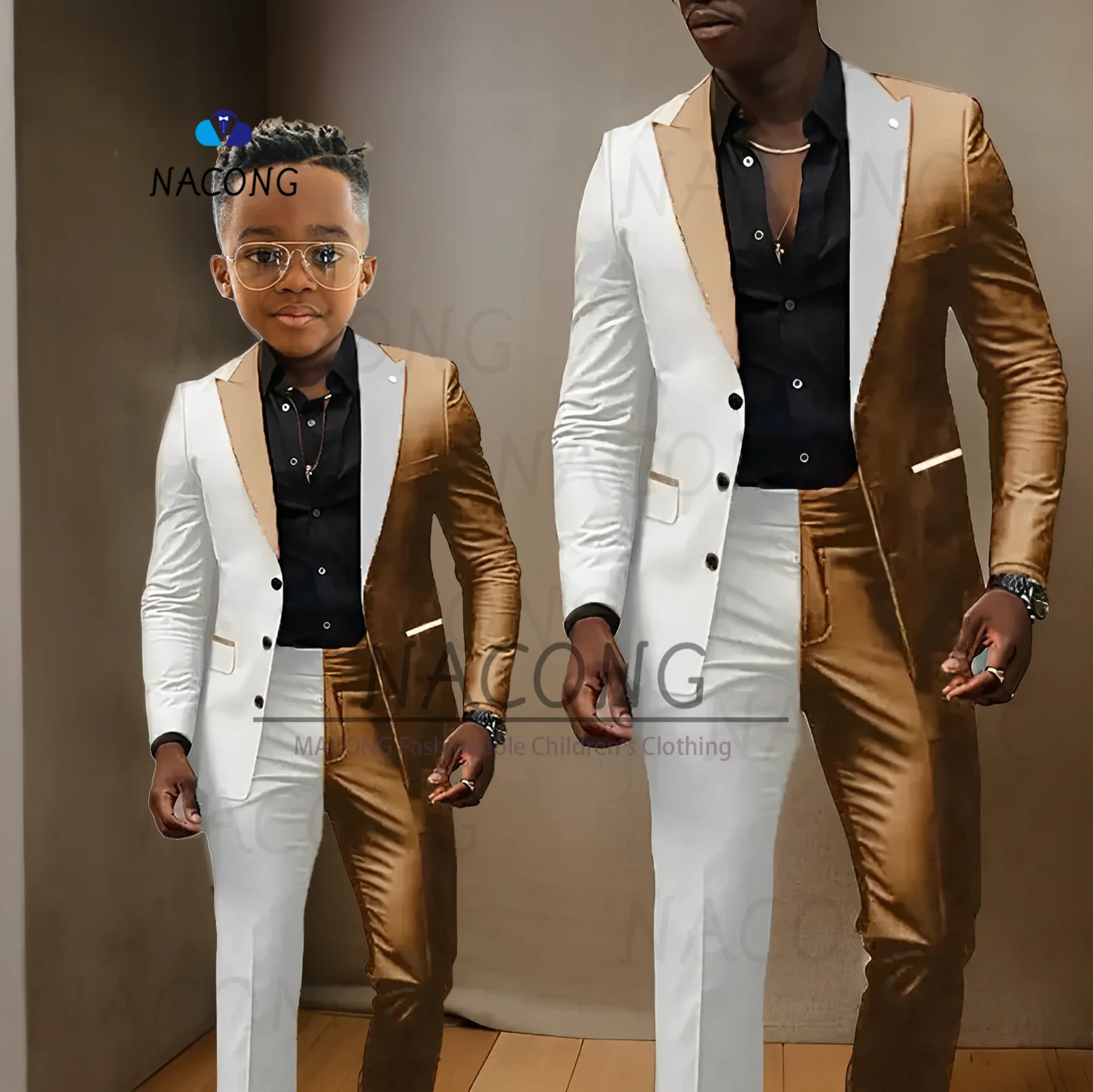 Esmoquin empalmado personalizado para niños de 2 a 16 años, traje ajustado para bodas y celebraciones