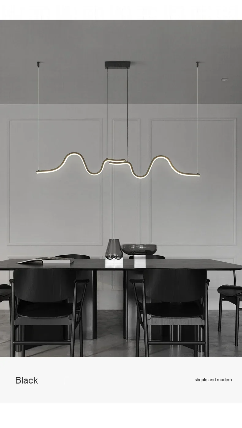 

Modern LED Pendant Light Creative Nordic Linear Hanging Chandelier for Tubular Restaurant Kitchen Office Coffee Indoor Lamps