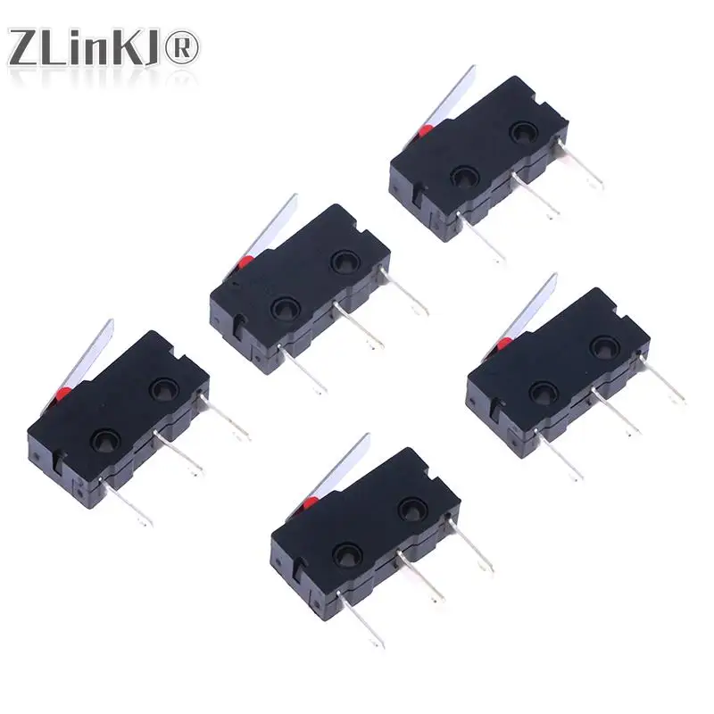 5PCS Long Foot Micro Switch 3Pin NO/NC Mini Limit Switch 5A 250VAC KW12 Snap Action Push Micro Switches Wholesale